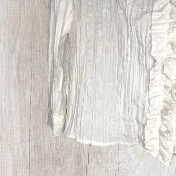 Denver Hayes White Womens Button Down V Neck Shirts Long Sleeve. - Picture 7 of 14